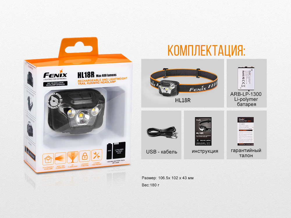 Налобный фонарь Fenix HL18R, черный