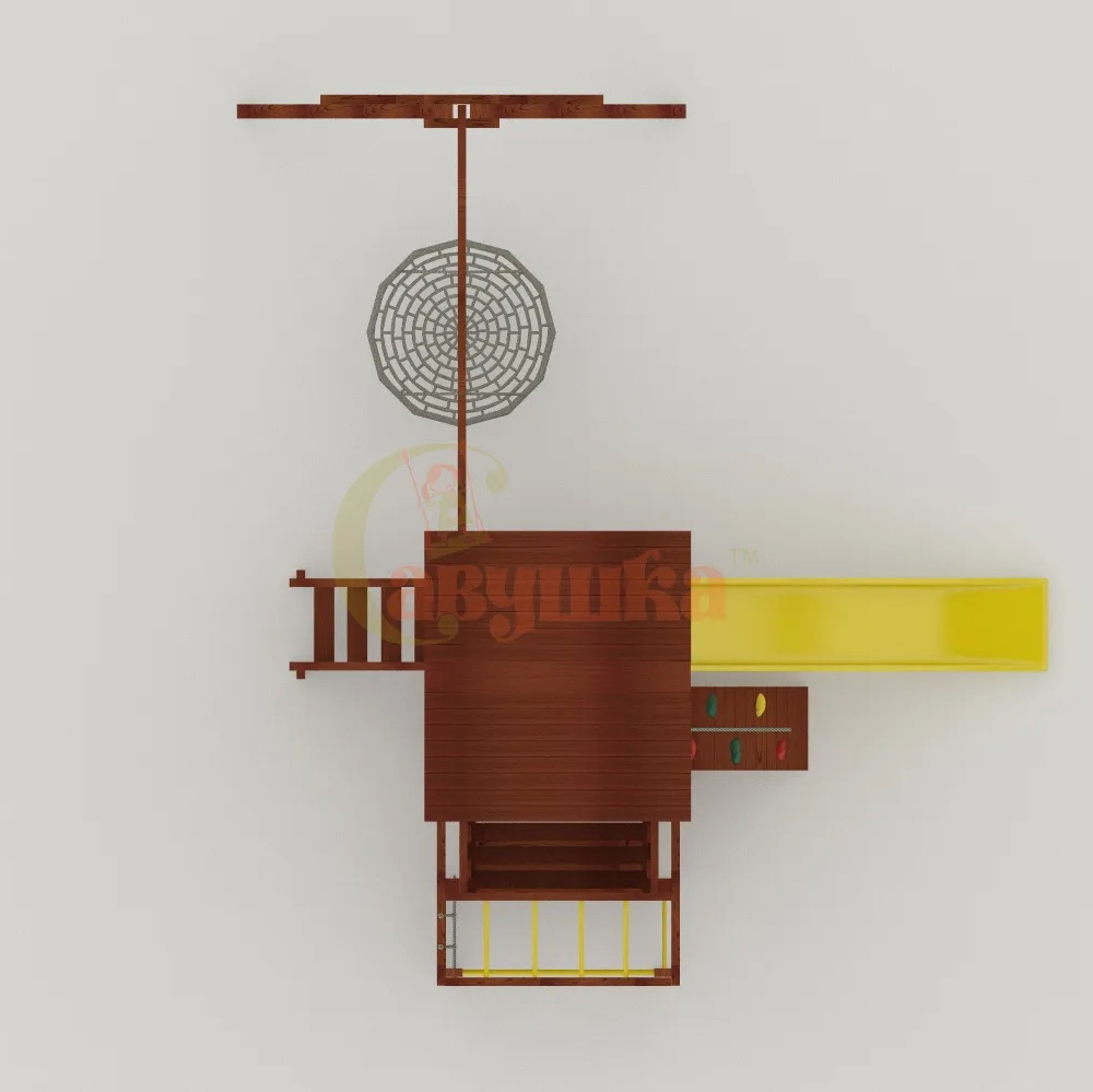 Детская площадка Мастер 3 с качелями Гнездо 1 метр (Махагон)
