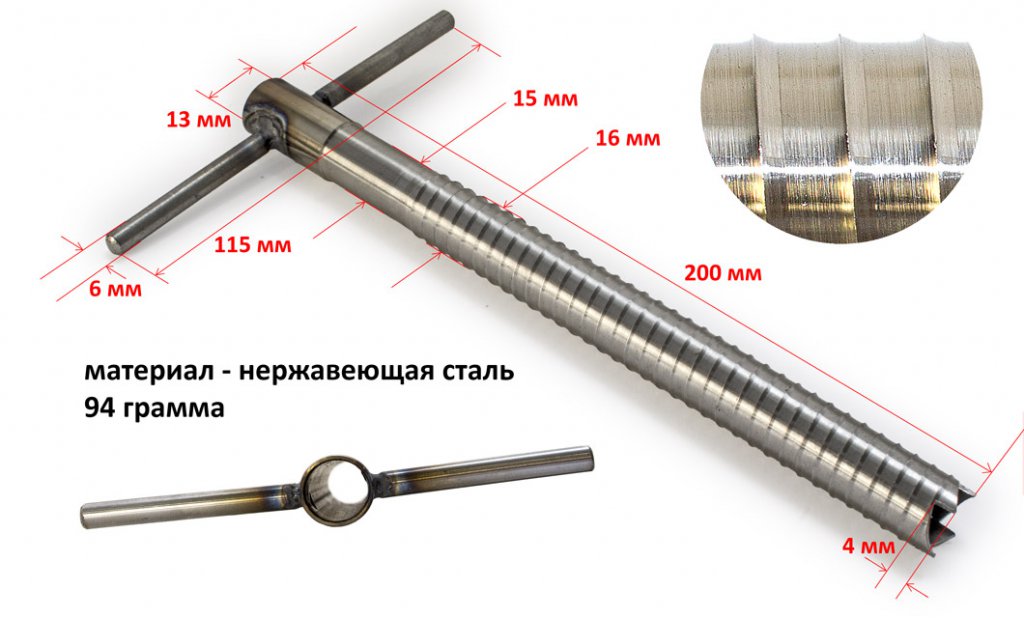Ввертыш для палатки (неподвижная ручка, 16х1,5х200 мм)