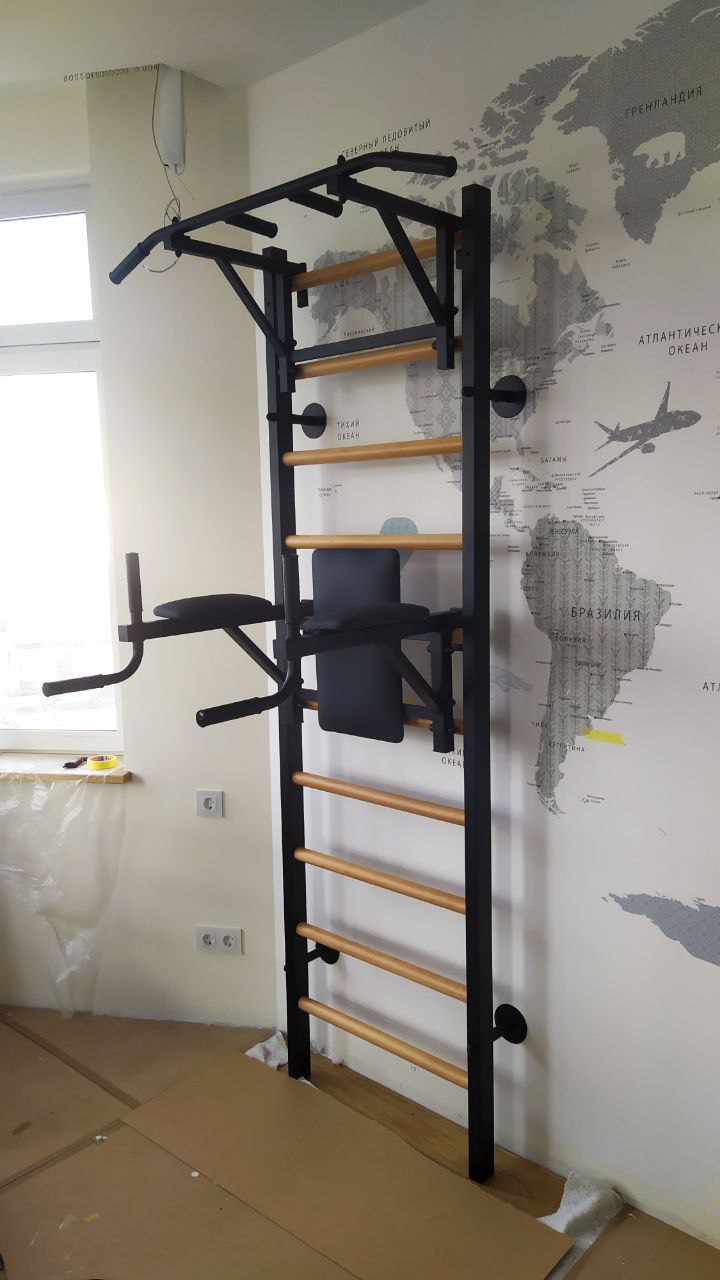 Сборка шведской стенки комби с турником и брусьями 
