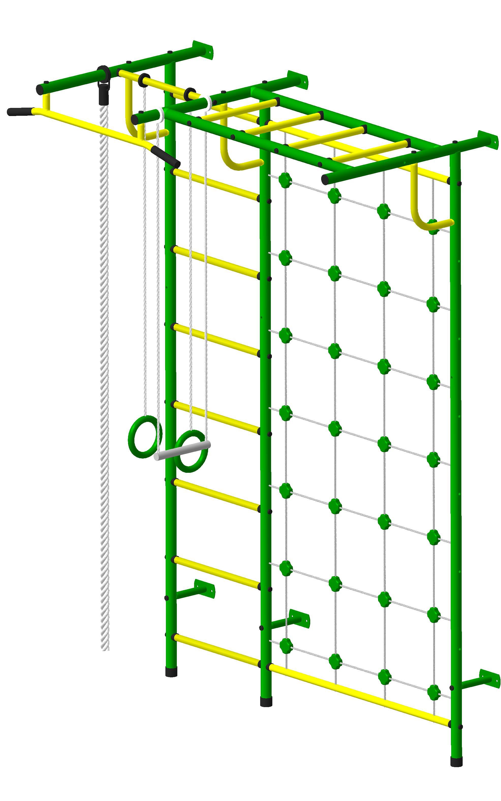 Детская шведская стенка Пионер С4СМ зелёно/жёлтый