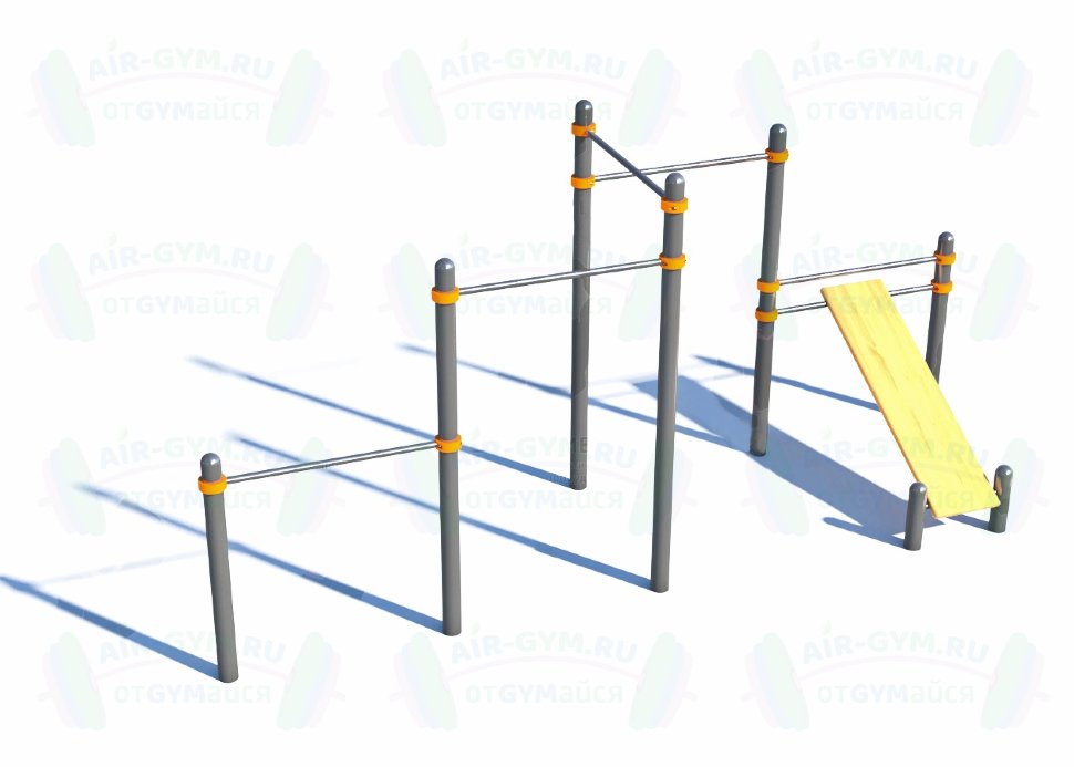 Скамья для пресса с четырьмя турниками (модерн.) СВС-24-М