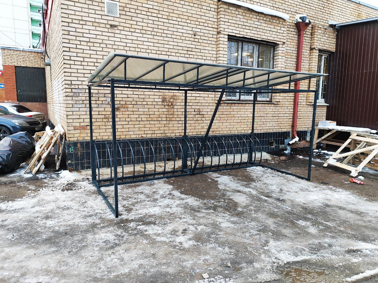 Монтаж велопарковки с навесом Штольц 