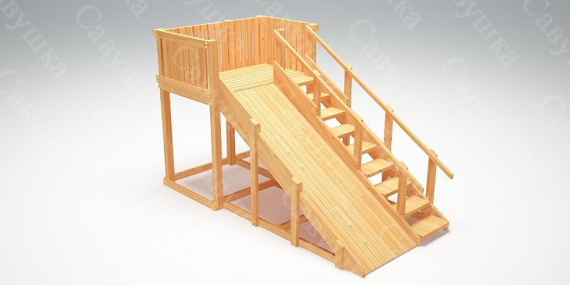 Зимняя деревянная игровая горка Савушка "Зима wood" - 3
