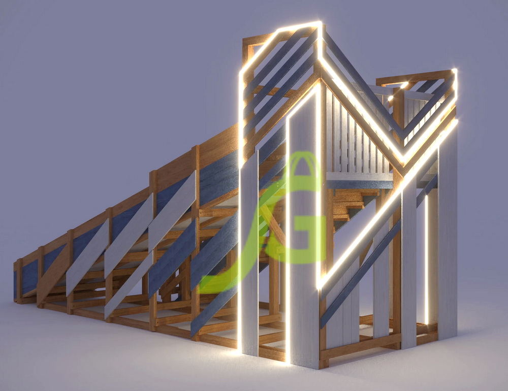 Зимняя деревянная горка Snow Fox, скат 5,9 м, мод.3