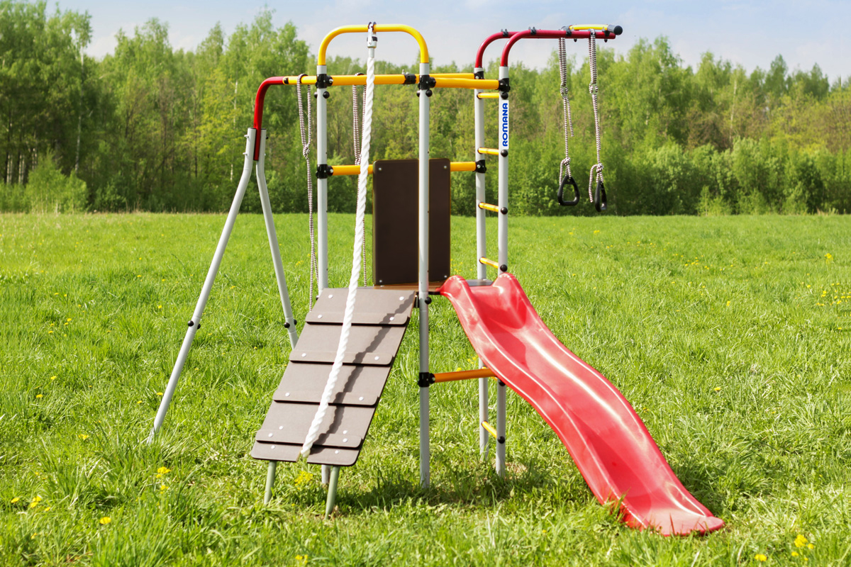 Спортивно-игровой комплекс ROMANA Островок Плюс R.103.09.04 (+ Качели пластиковые 1.Д-26.01 + Качели детские ДСК-ВО 91.07.11)