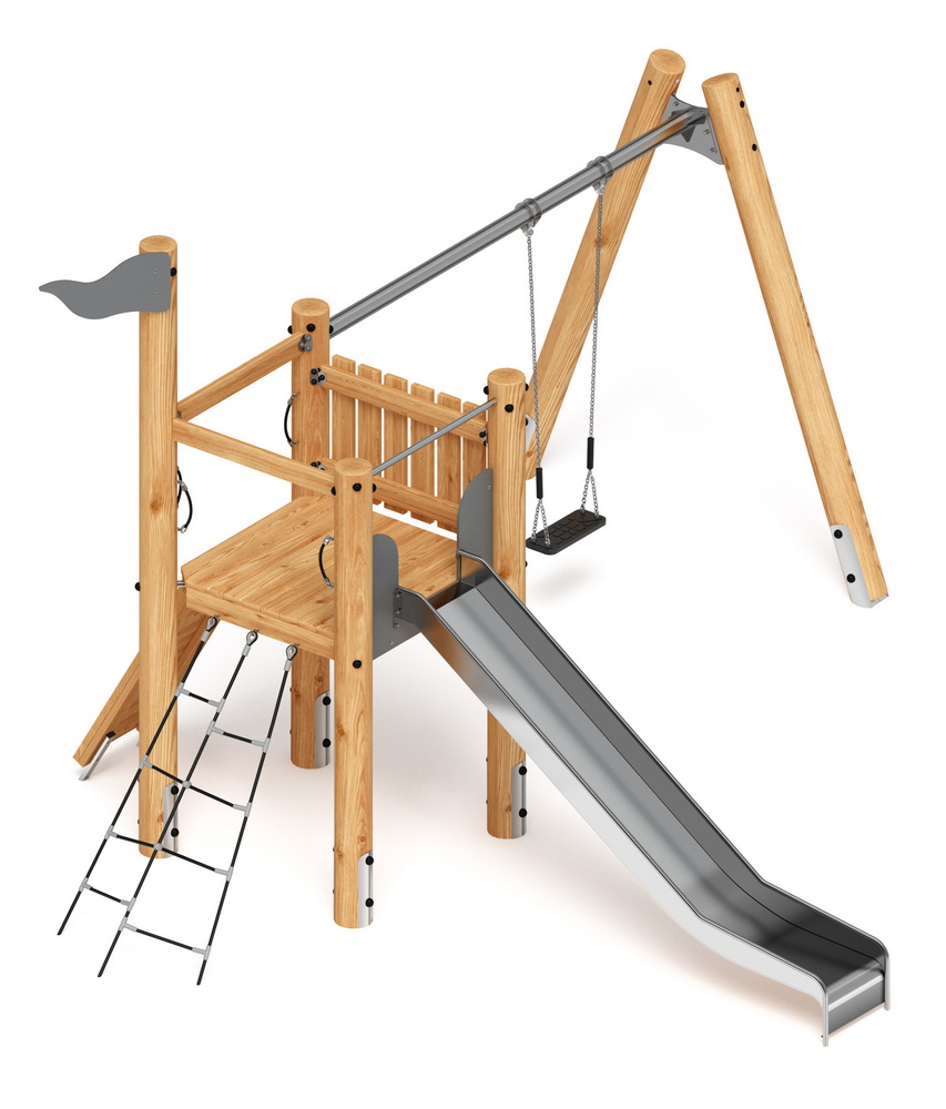 Игровой комплекс с качелями (Лиственница) H-1400 ДИК 2.24.03-Л