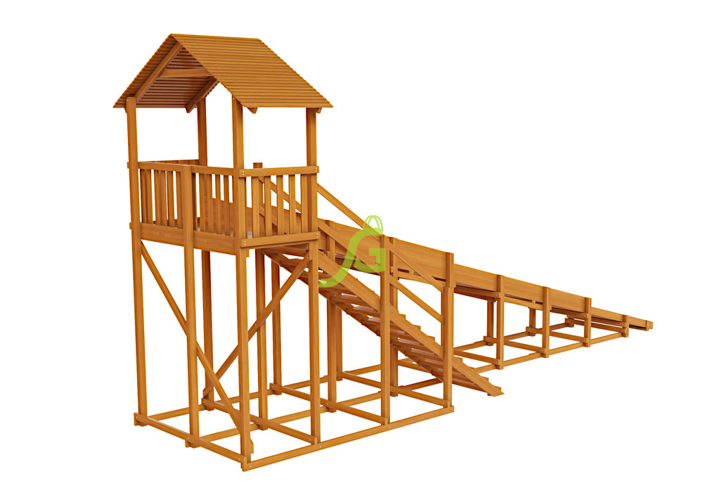 Зимняя деревянная горка Snow Fox (домик), скат 10 м