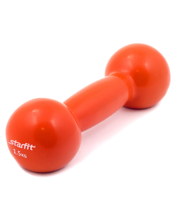 Гантель виниловая STARFIT DB-102 1,5 кг, оранжевая (1 шт.) 1/12