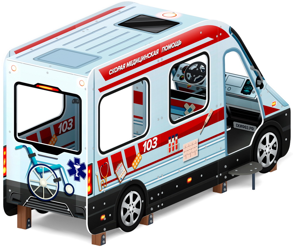 Беседка АВТОБУС (Скорая помощь) для детской площадки МФ 10.03.13-04
