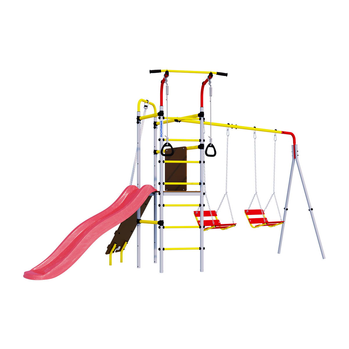 Детский спортивный комплекс для дачи Romana R.103.09.04 + 1.D-26.02 + 1.D-26.02 Островок Плюс (цепные качели)