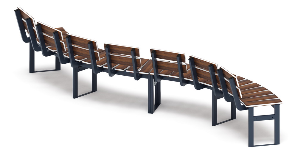 Модульная скамья радиальная (темный дуб) МФ 42.01.21