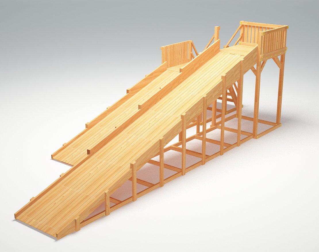 Зимняя горка ЗИМА WOOD-7 Савушка (скаты 5 и 8 м)