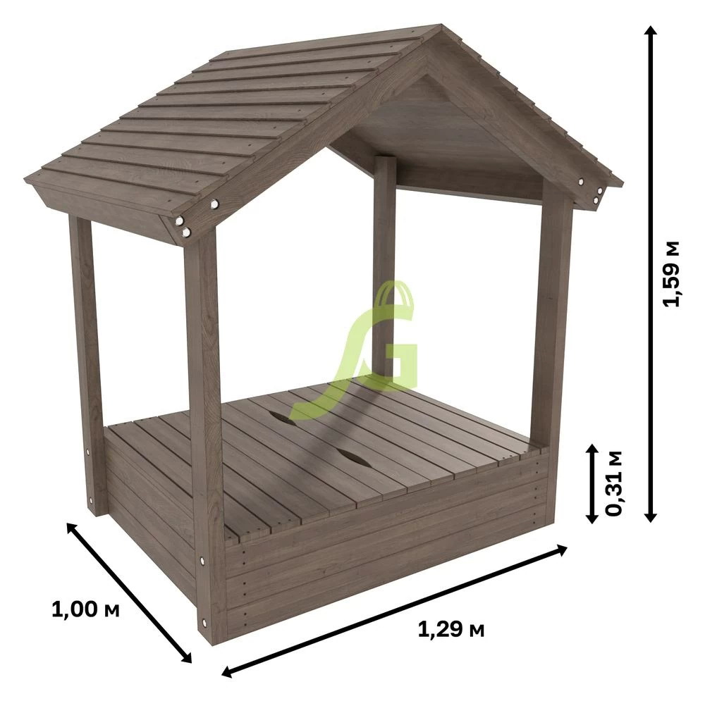 Детская деревянная песочница IgraGrad с крышей и крышкой