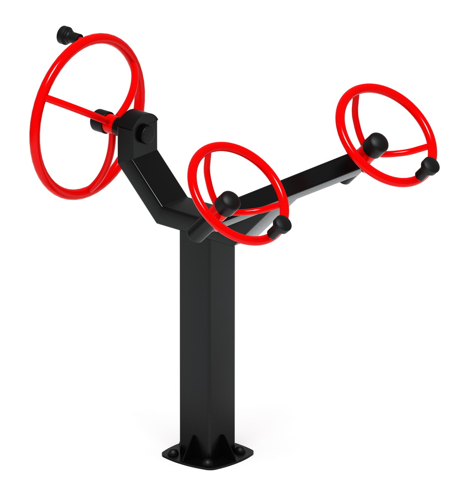 Тренажер уличный РУЛИ (3 руля положение сидя) красный СТ 104-11