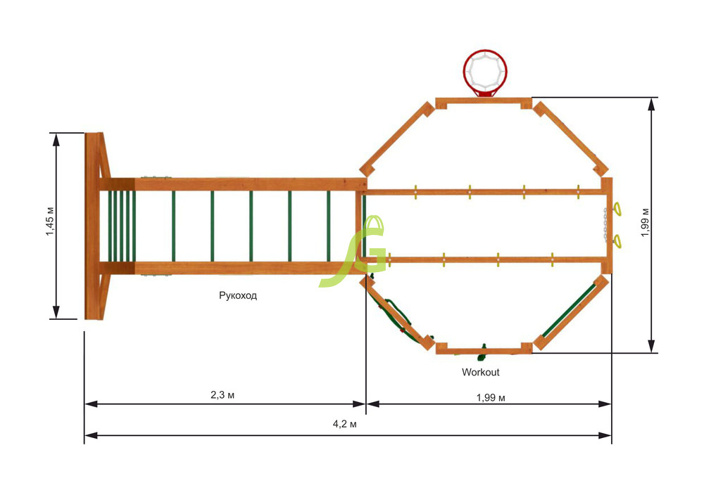 Детский спортивный комплекс WorkOut с рукоходом