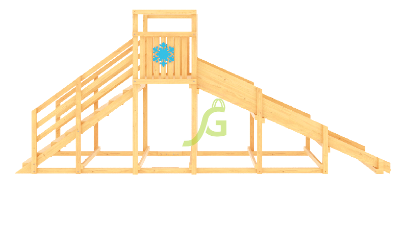 Зимняя деревянная горка Снежинка, скат 4 м (без окраски)