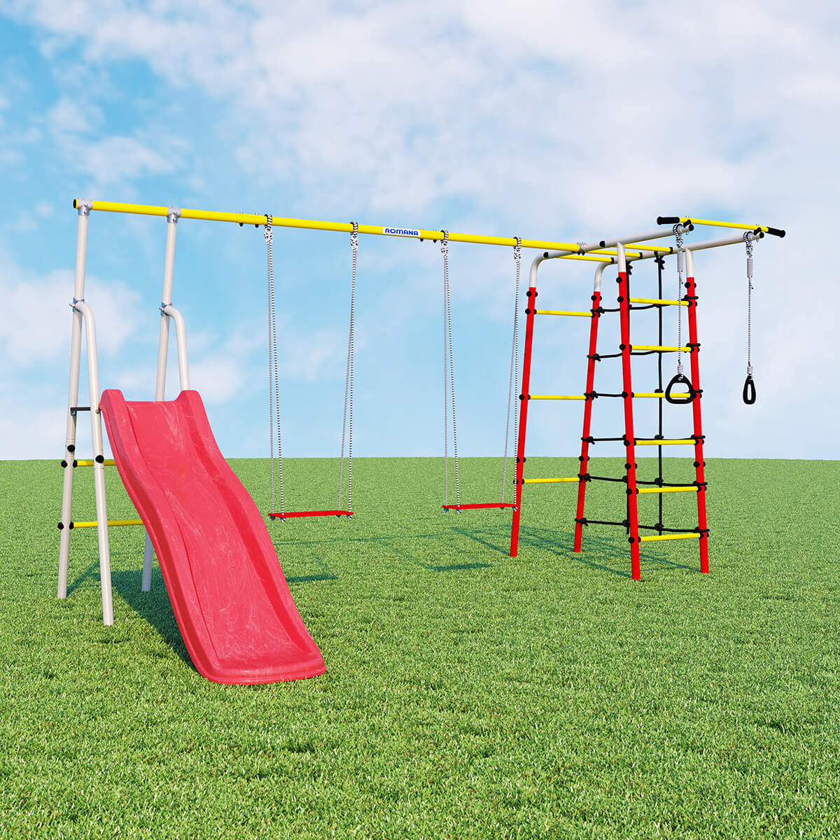 Детский спортивный комплекс для дачи БОГАТЫРЬ ПЛЮС-2 Romana 103.12.05 (фанерные качели)