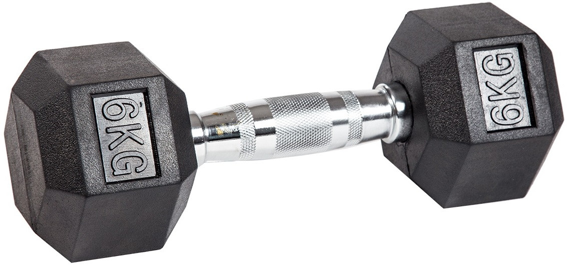 Гантель гексагональная обрезиненная 6 кг