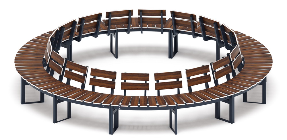 Модульная скамья радиальная (темный дуб) МФ 42.01.27