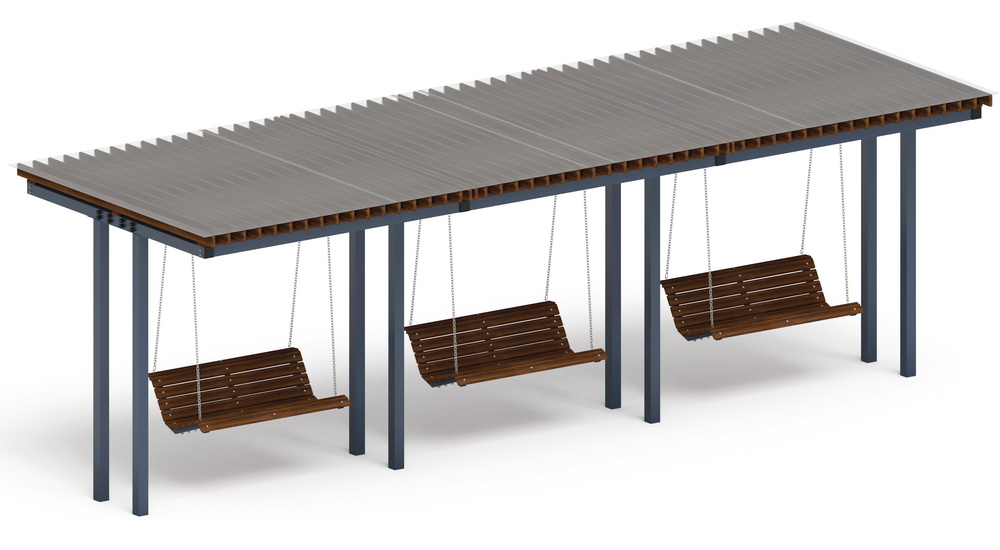 Пергола Тент с качелями (прямая) МФ 78.04.03 /с поликарбонатом/