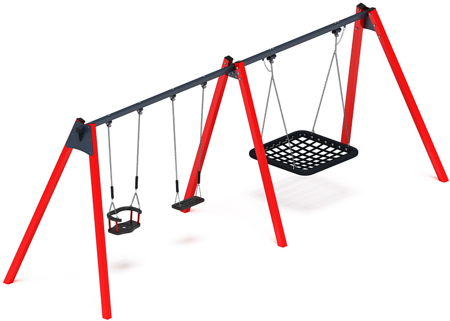 Качели М3 тройные ИО 13.М.06.03.01.01-01 (красные)