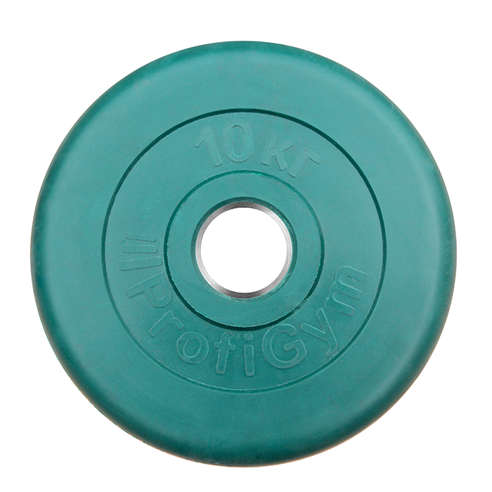 Диск обрезиненный "ProfiGym" d 51 мм зелёный 10,0 кг