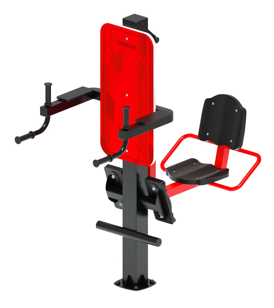 Тренажер уличный ЖИМ НОГАМИ + БРУСЬЯ (красный) СТ 023-11
