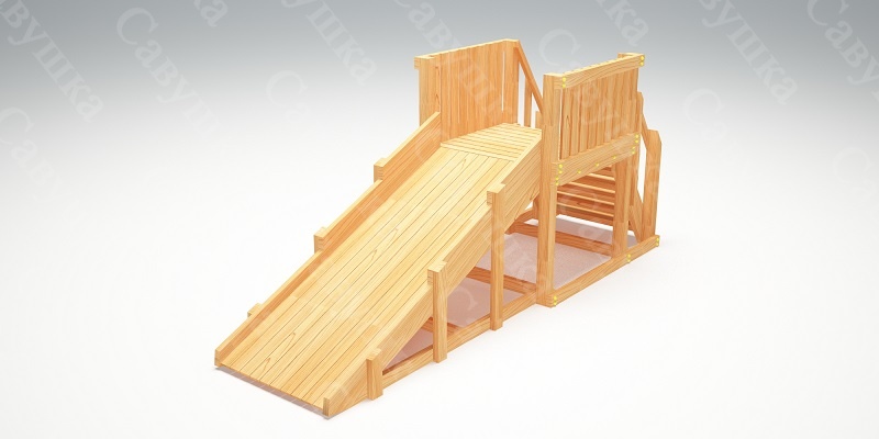 Зимняя деревянная игровая горка Савушка "Зима wood" - 1