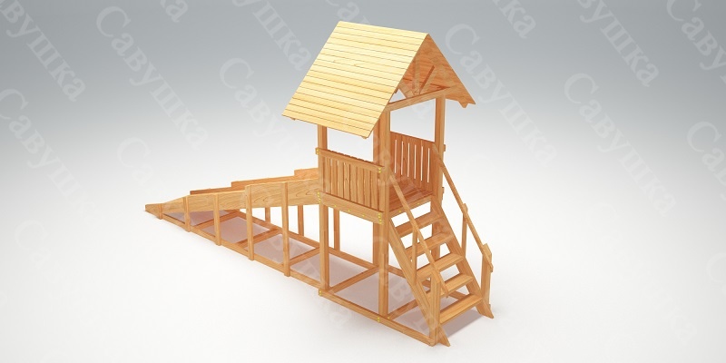 Зимняя деревянная игровая горка Савушка "Зима wood" - 5