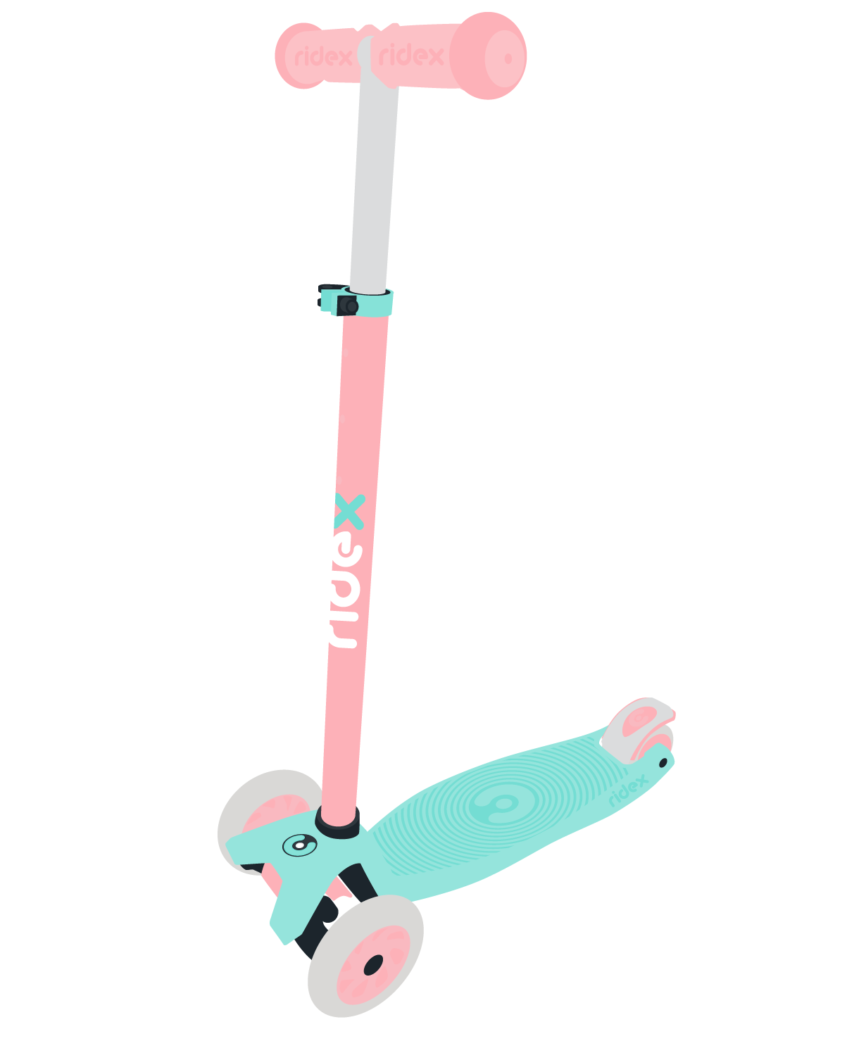 Самокат 3-колесный Snappy 2.0 3D 120/80 мм, мятный/розовый