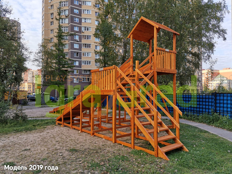 Зимняя деревянная горка Snow Fox 12 м с двумя скатами