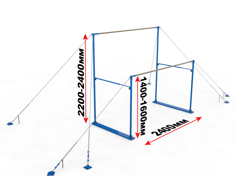Брусья гимнастические женские разновысокие на растяжках (04.104)