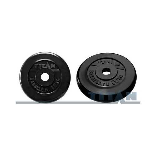 Диск для грифа Титан, обрезиненный черный, 51 мм, 15 кг