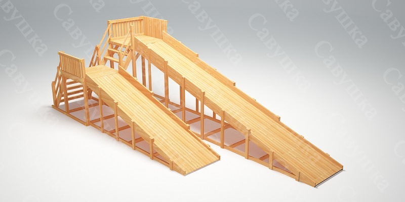 Зимняя деревянная игровая горка Савушка "Зима wood" - 7