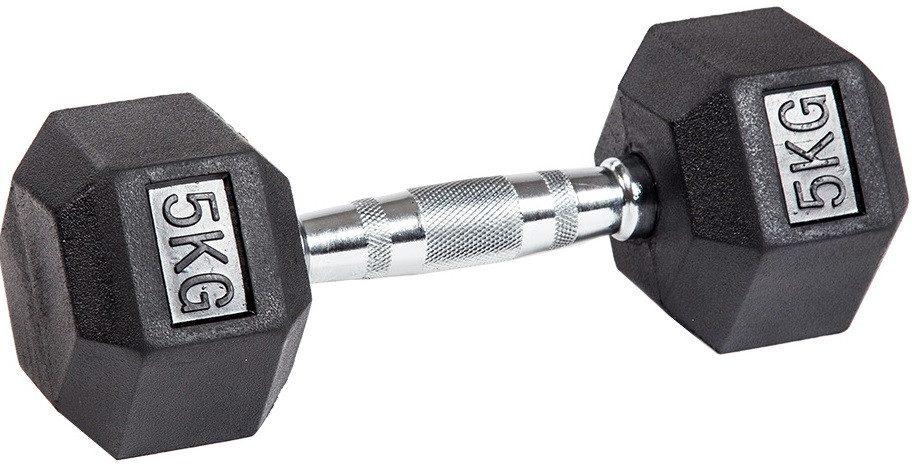 Гантель гексагональная обрезиненная 5 кг