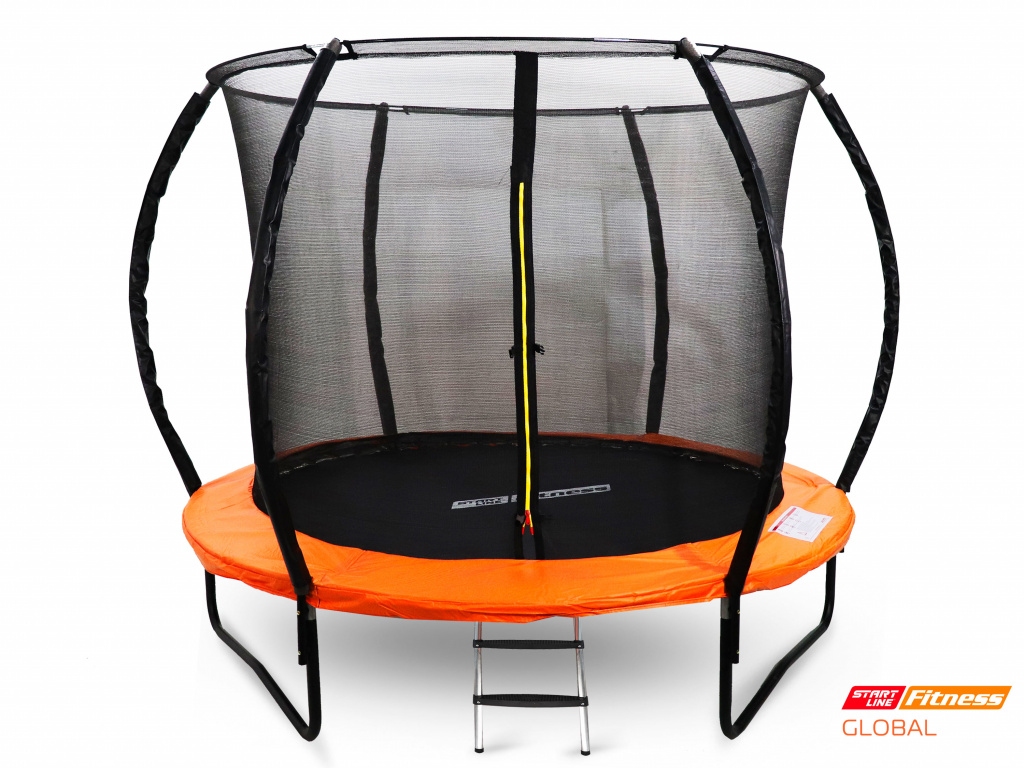 Батут GLOBAL SLF 8 футов с внутренней сеткой и лестницей