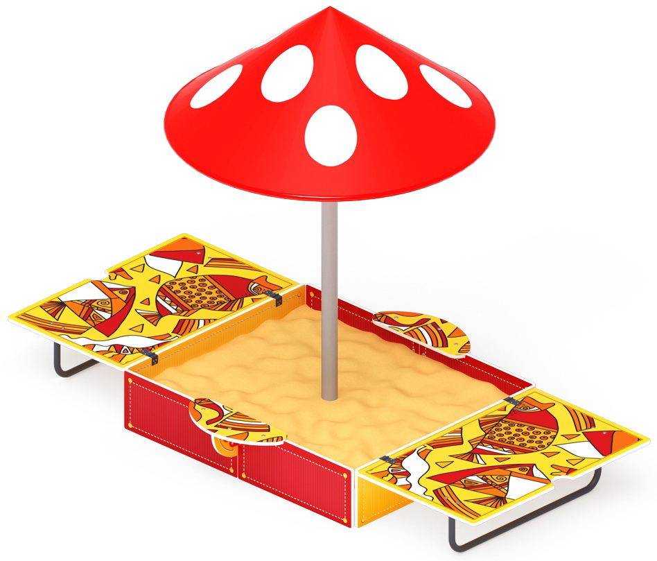 Песочница с крышкой и грибком (крупная) (Рыбы) ИО 5.01.10-08