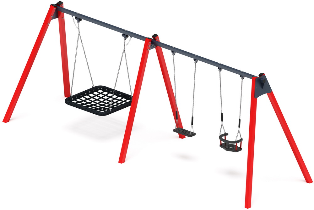 Качели М3 тройные ИО 13.М.06.03.01.01-01 (красные)