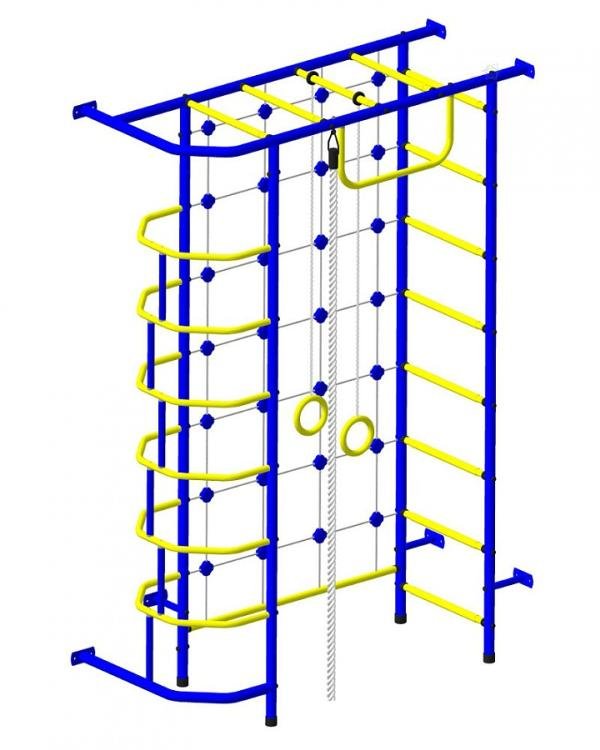Детская шведская стенка Пионер 9М сине/жёлтый