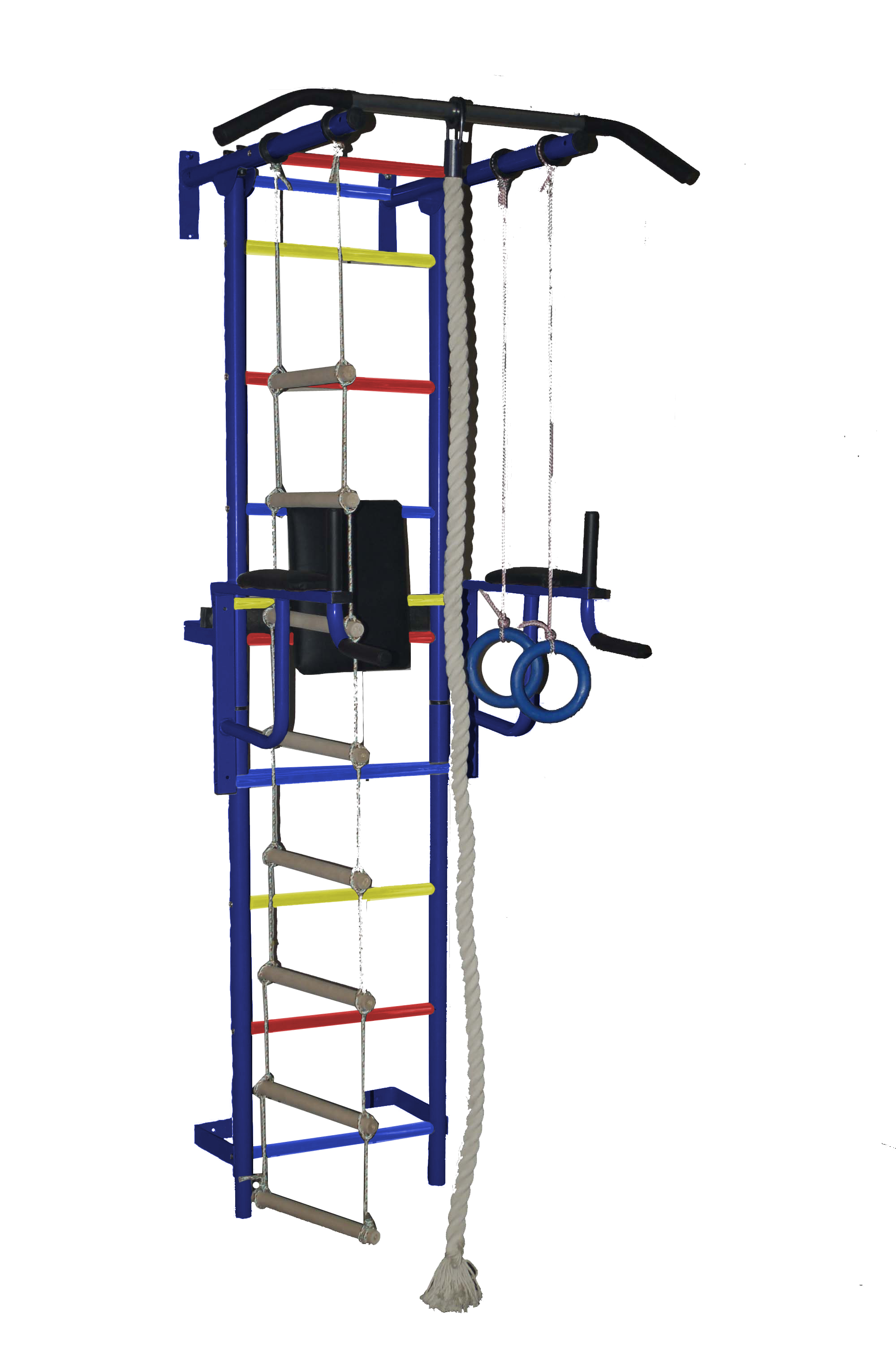 Спортивный комплекс ПВХ ДСК "Крепыш плюс " пристенный с брусьями - 1 серый