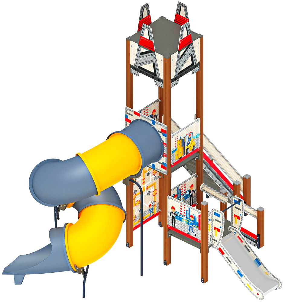 БУРОВАЯ детский игровой комплекс (горка-труба винтовая Н 2000, горка Н 750) ДИК 2.28.02-01