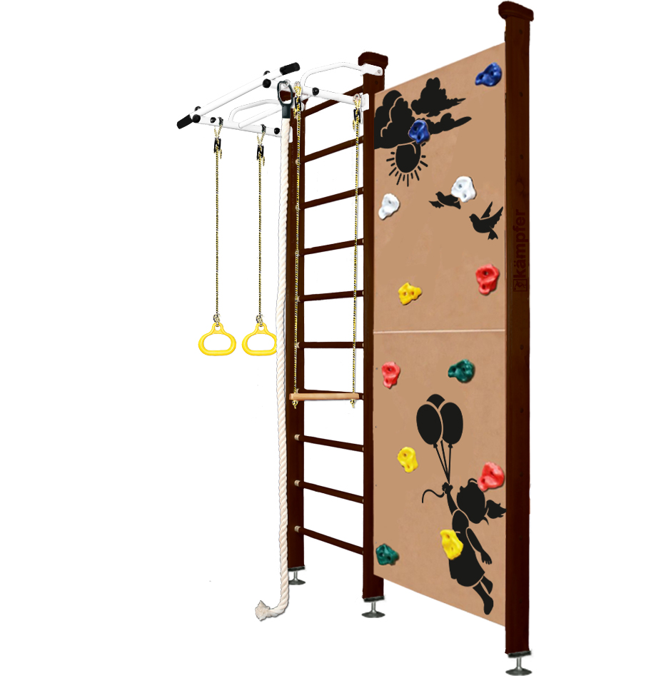 Шведская стенка Kampfer Jungle Ceiling Girl (№5 Шоколадный Высота 3 м белый турник)