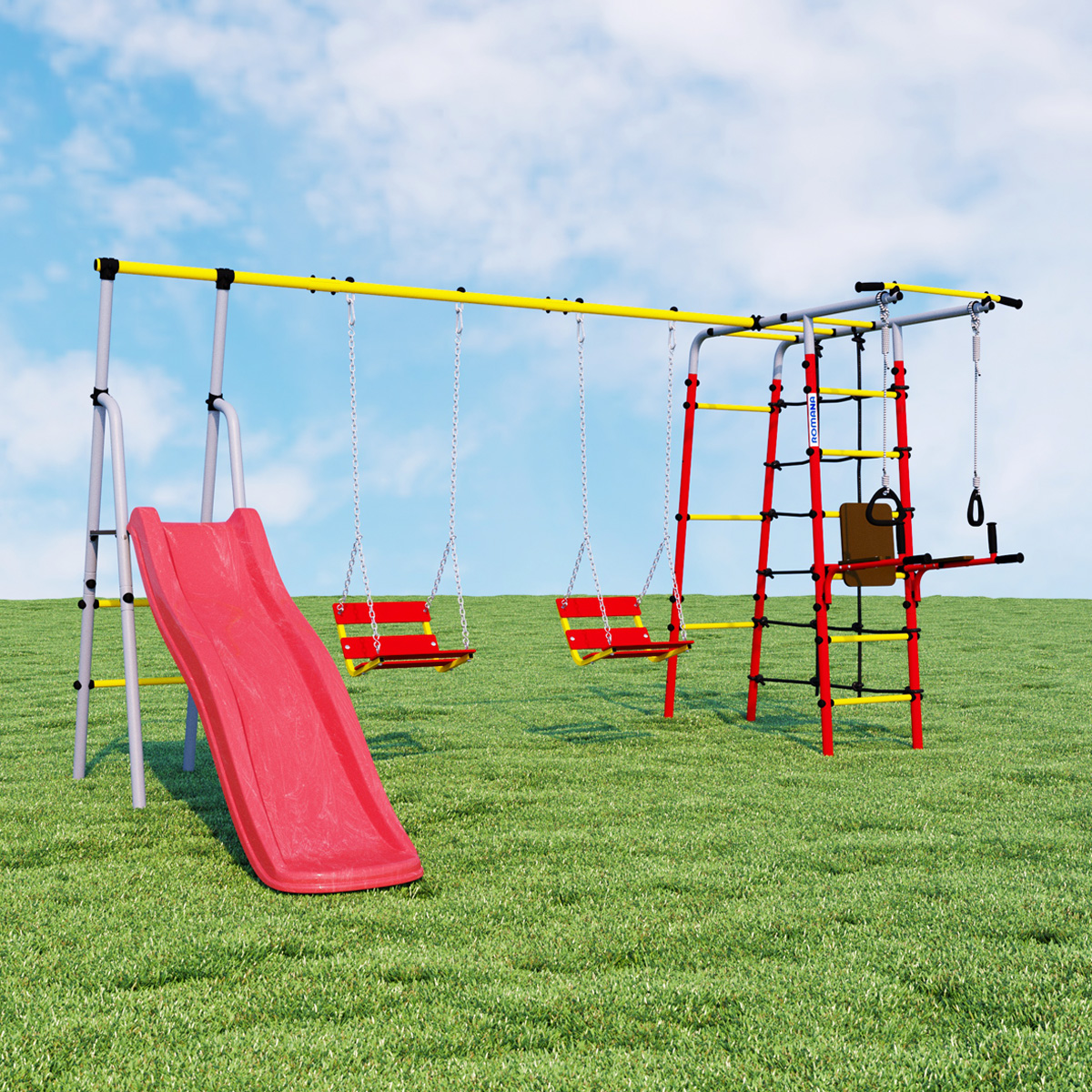Детский спортивный комплекс для дачи Romana R.103.20.04 + 1.D-26.02 + 1.D-26.02 Богатырь Плюс (цепные качели)