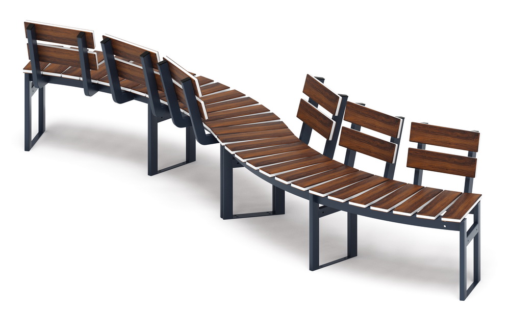 Модульная скамья радиальная (темный дуб) МФ 42.01.23