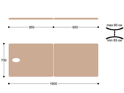 Складной массажный стол с регулируемым подголовником и изменеяемой высотой 3TH190