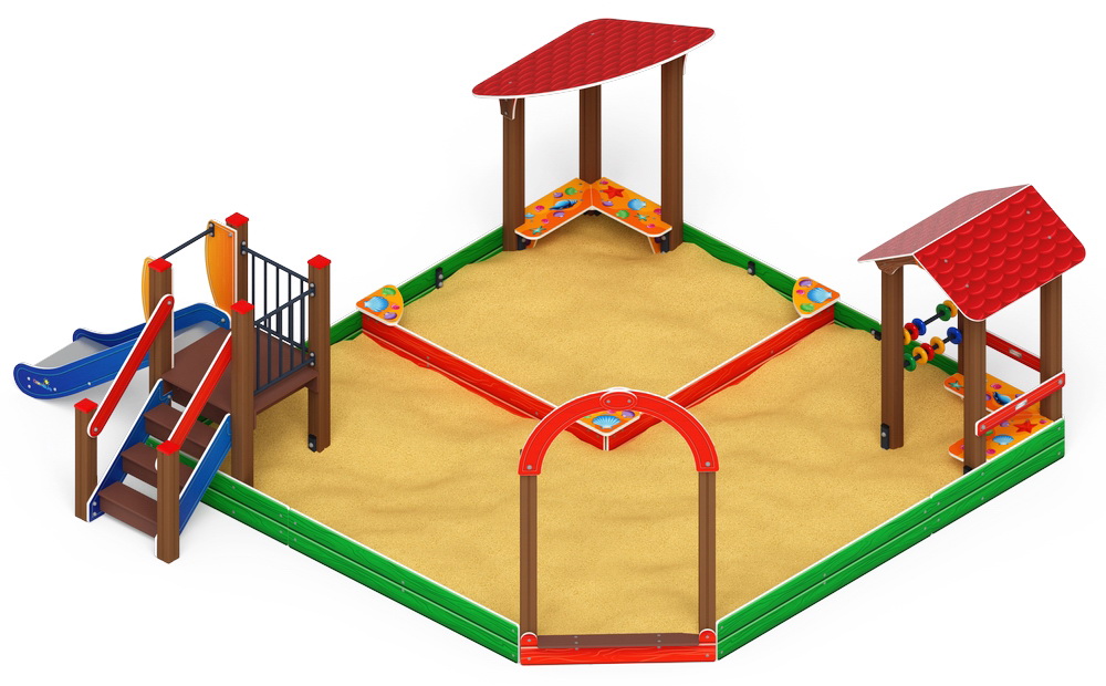 Песочный дворик с горкой (H=750) (Ракушки) ИО 6.01.05-01