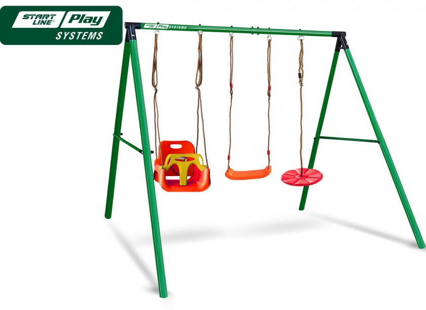 Качели SLP SYSTEMS 3 секции (сиденье с фиксацией + сиденье-диск + «лодочка» красная)