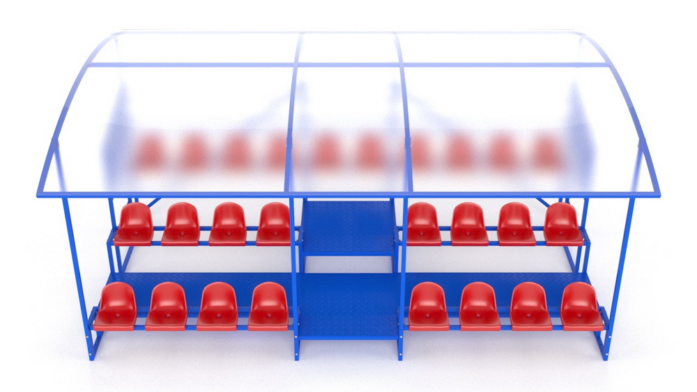 Трибуна с навесом, с ограждением, 3-рядная (20.012)