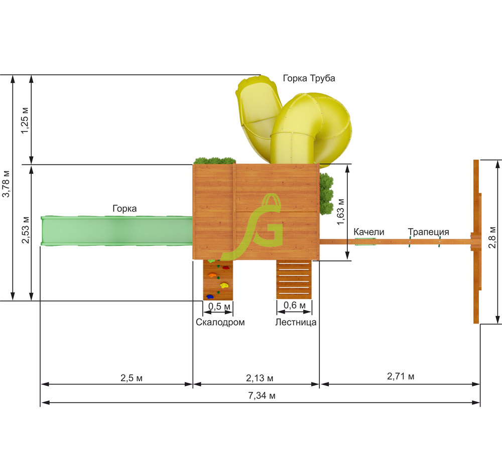 Детская площадка IgraGrad Клубный домик 2 с трубой
